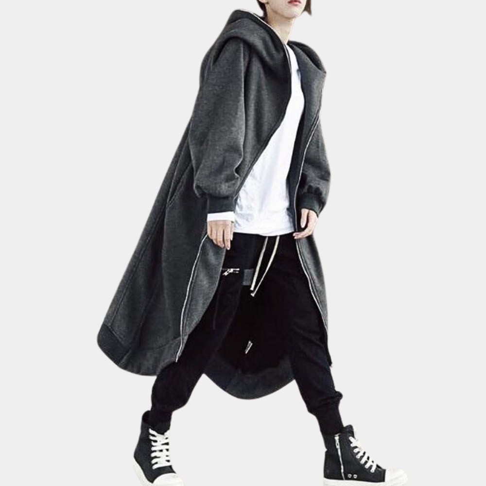 Lange Winterjacke mit Kapuze und Reißverschluss für Damen