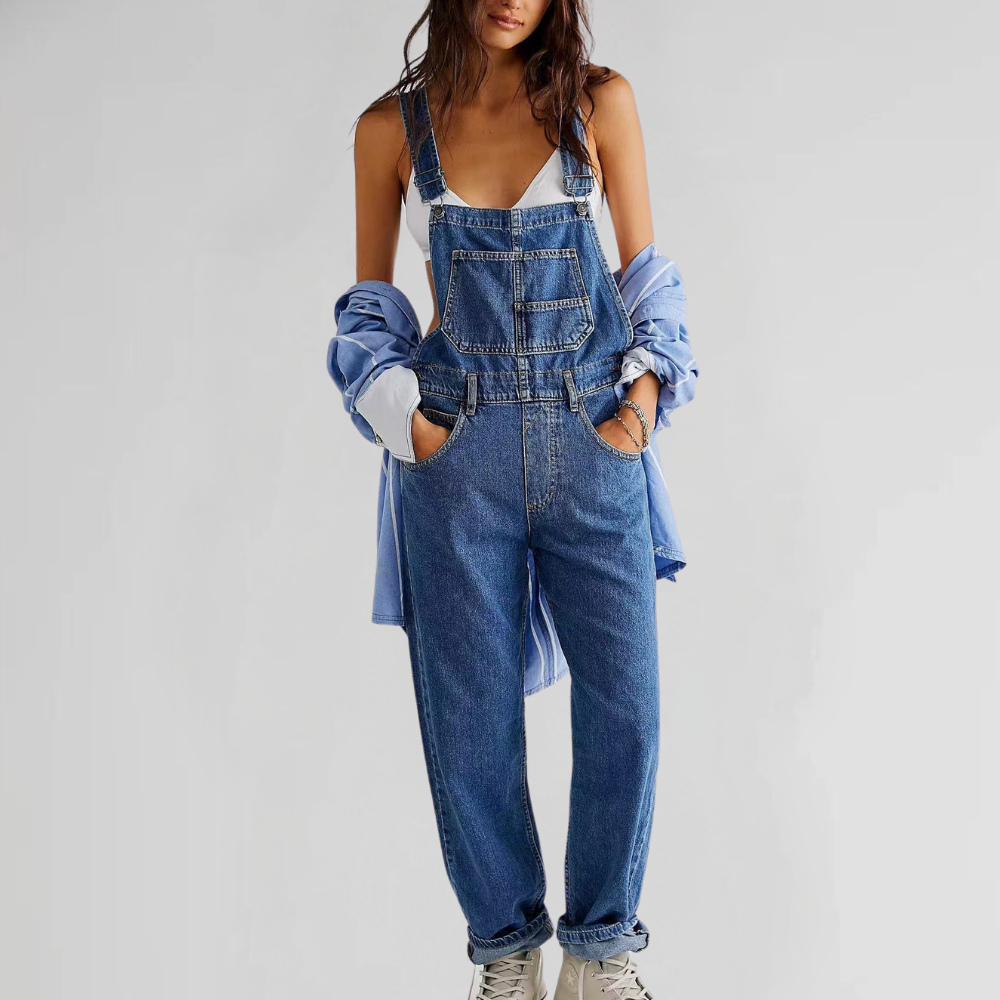 ShopNory | Damen-Latzhose aus Denim mit Cross-Back-Design