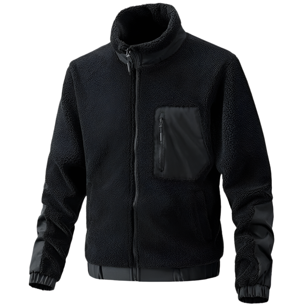 Herren Outdoor-Fleecejacke mit Reißverschluss und Verstärkten Details