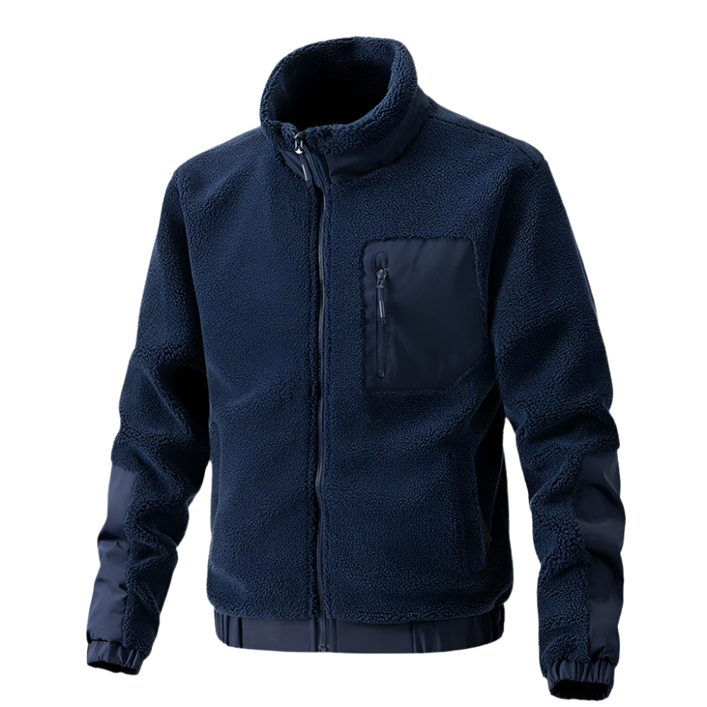Herren Outdoor-Fleecejacke mit Reißverschluss und Verstärkten Details
