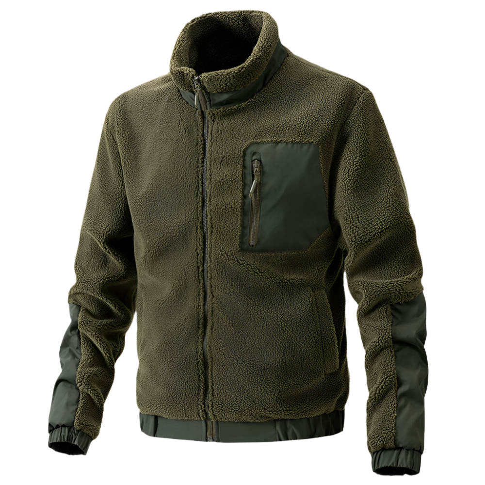 Herren Outdoor-Fleecejacke mit Reißverschluss und Verstärkten Details