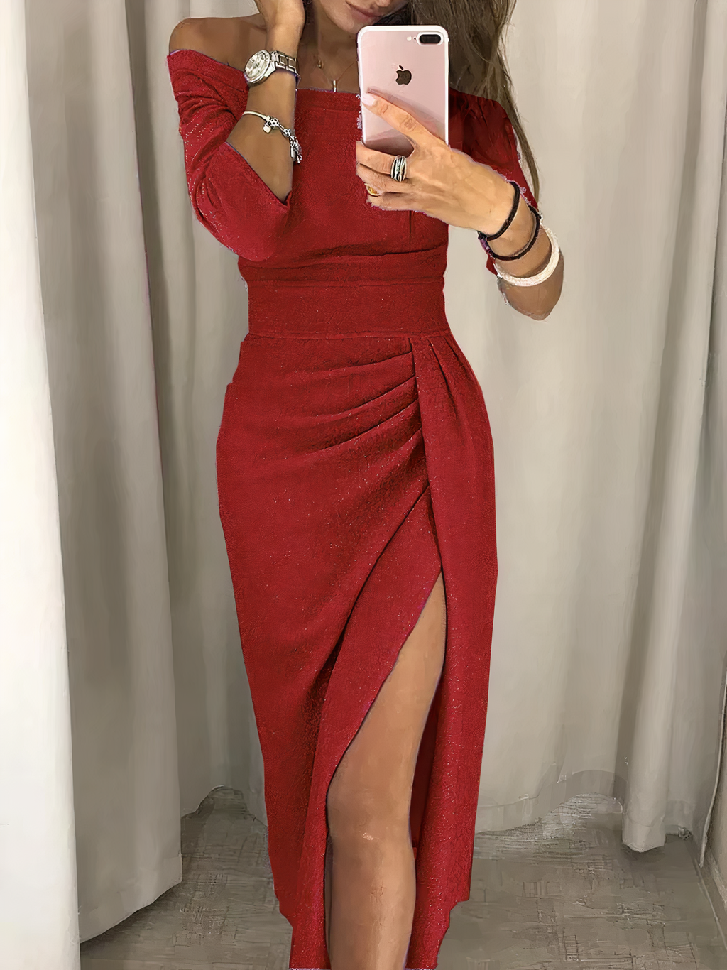 Off-Shoulder Glitzerkleid