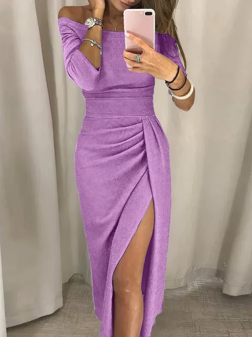 Off-Shoulder Glitzerkleid