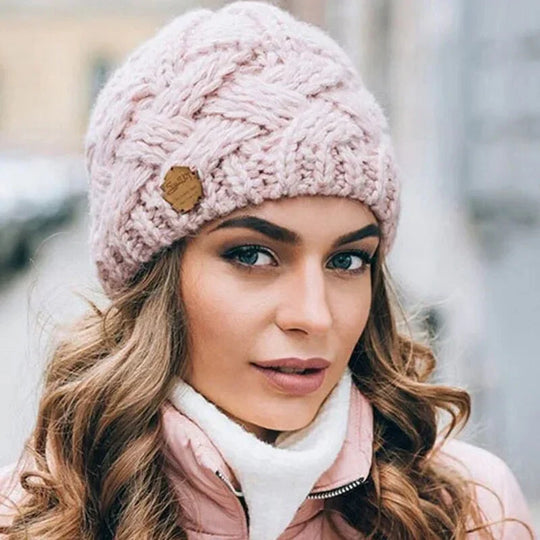 Damen Weiche Strickmütze mit Zopfmuster | ShopNory