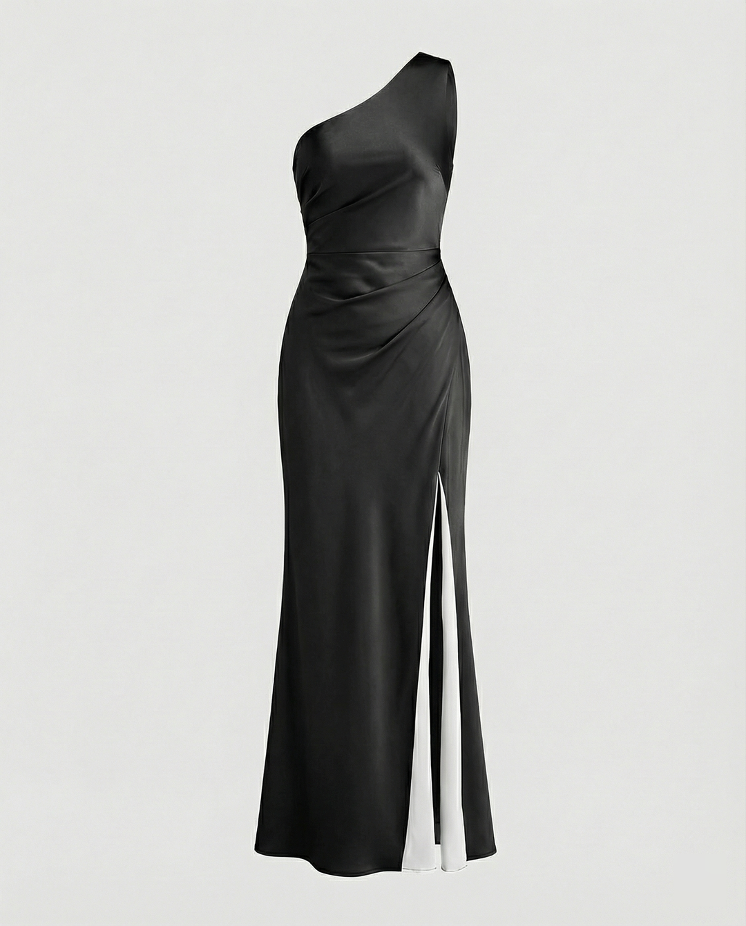 Kleid Brautjungfer aus Satin Eng mit Schlitz An Der Seite Eine Schulter Ohne Ärmel Elegantes Abendkleid für Hochzeit
