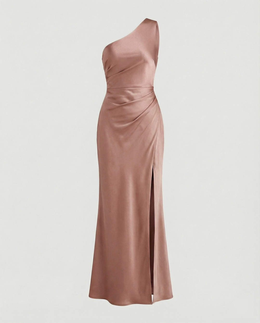 Kleid Brautjungfer aus Satin Eng mit Schlitz An Der Seite Eine Schulter Ohne Ärmel Elegantes Abendkleid für Hochzeit
