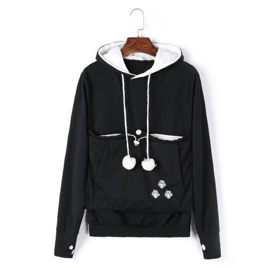 Praktischer Damen Kapuzenpullover mit Bauchtasche für Haustiere