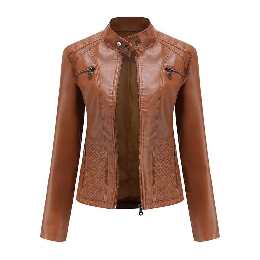 Lederjacke für Damen - Modische Jacke mit Reißverschluss