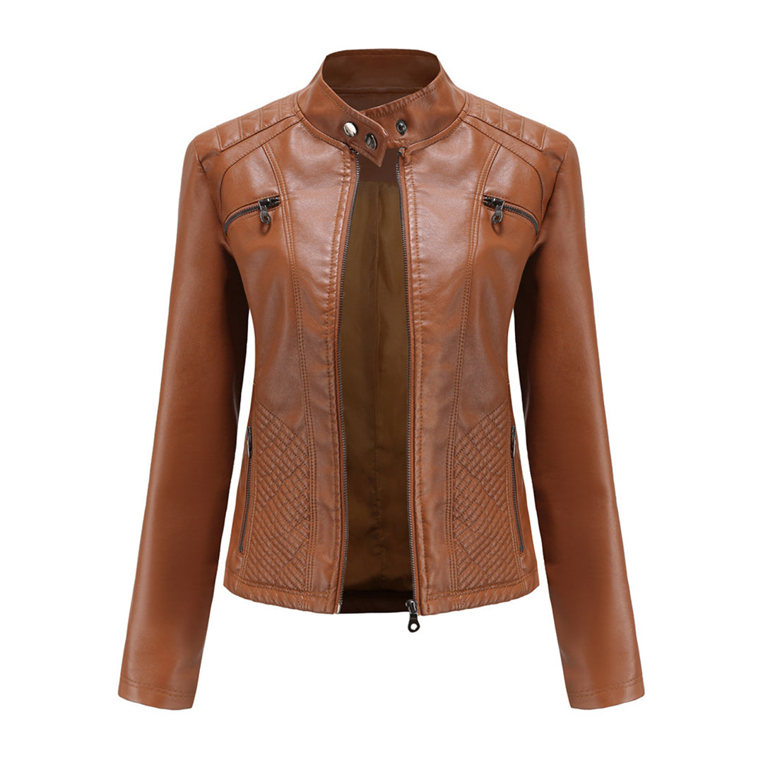 Lederjacke für Damen - Modische Jacke mit Reißverschluss