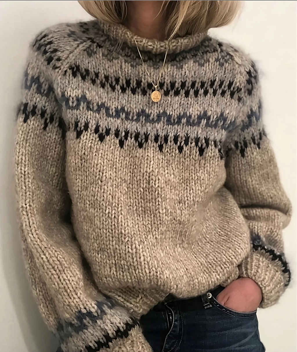 Warmer Island-Pullover mit Rollkragen