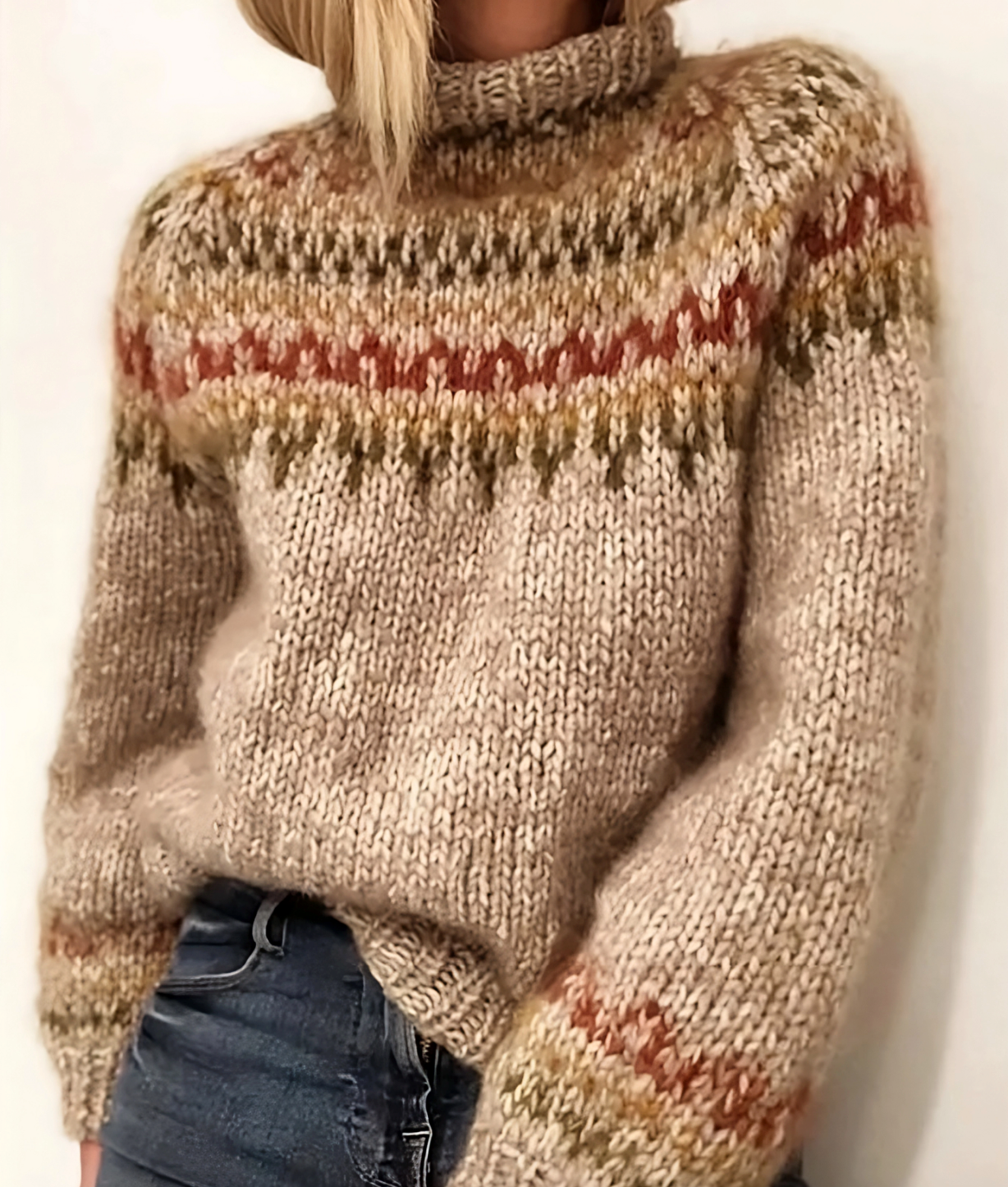 Warmer Island-Pullover mit Rollkragen