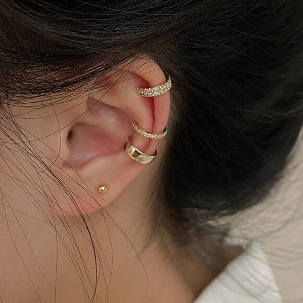 3er Set Dicke Minimale Keine Piercing Ohren Cuffs | Shop Nory