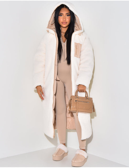 Winterjacke - luxuriöse lange Damenjacke mit Kapuze