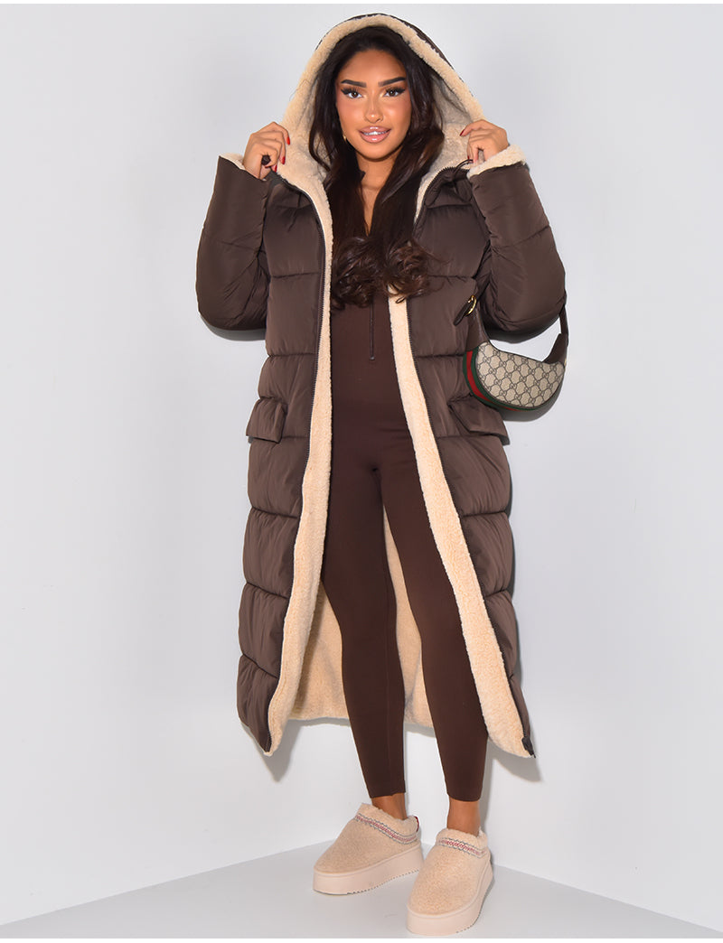 Winterjacke - luxuriöse lange Damenjacke mit Kapuze