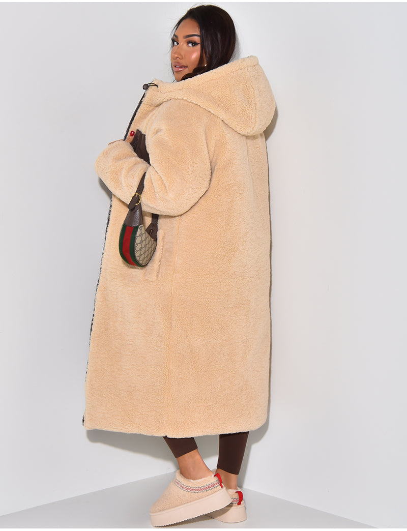 Winterjacke - luxuriöse lange Damenjacke mit Kapuze