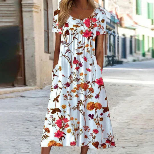 Blumiges Midi Elegante Sommerkleider Damen