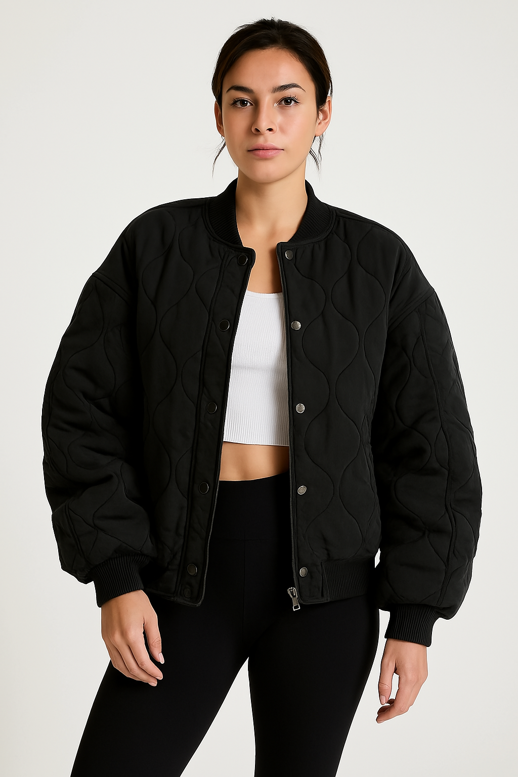 Damen Gesteppte Oversized Bomberjacke