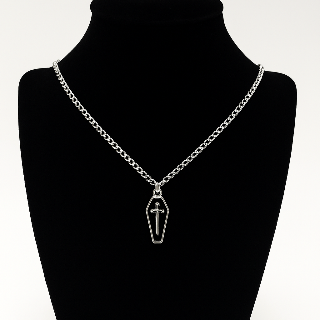 Silber Gothic Schwarzes Sarg Charm Halskette | Shop Nory