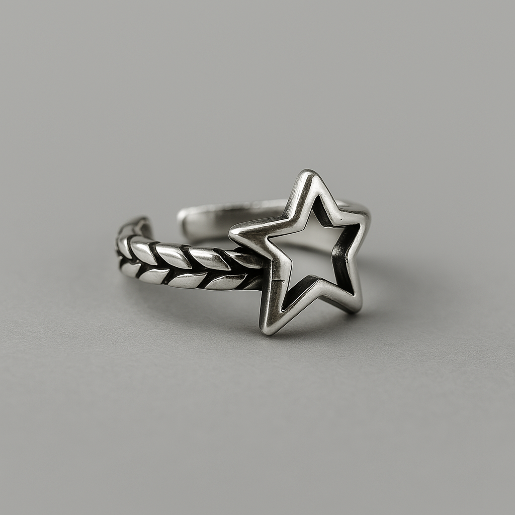 Sterling Silver Textured Star Ring | Shop Nory