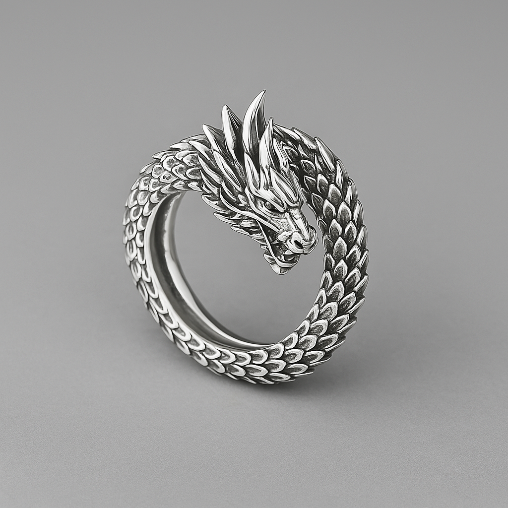 Sterling Silber Geschuppter Drachenring | Shop Nory