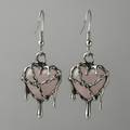 Silver Pink Resin Melting Heart Charm Earrings | Shop Nory