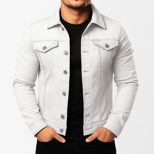 Herren Freizeit Einfarbige Jeansjacke