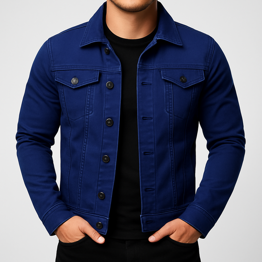 Herren Freizeit Einfarbige Jeansjacke