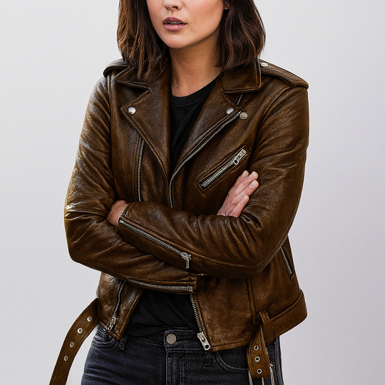 Slim Fit Biker Lederjacke für Damen
