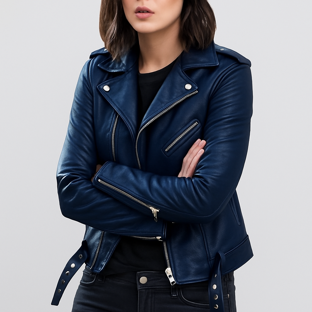 Slim Fit Biker Lederjacke für Damen