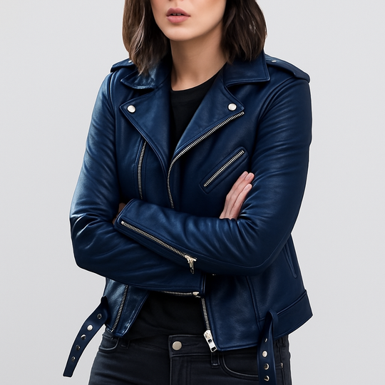 Slim Fit Biker Lederjacke für Damen