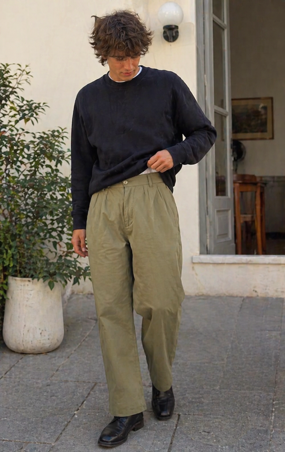 Herren Hose Leinenoptik Gerade Passform Sommer