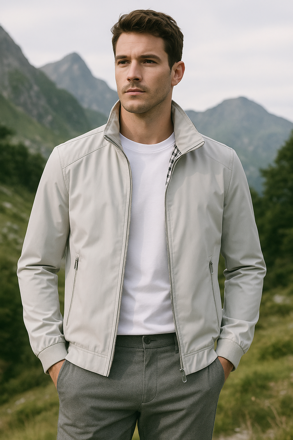 ShopNory Herren Leichte Reißverschlussjacke mit Stehkragen