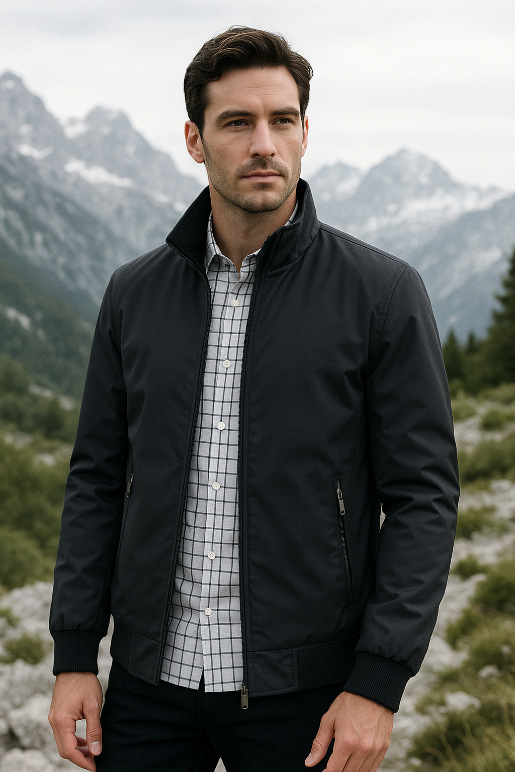 ShopNory Herren Leichte Reißverschlussjacke mit Stehkragen