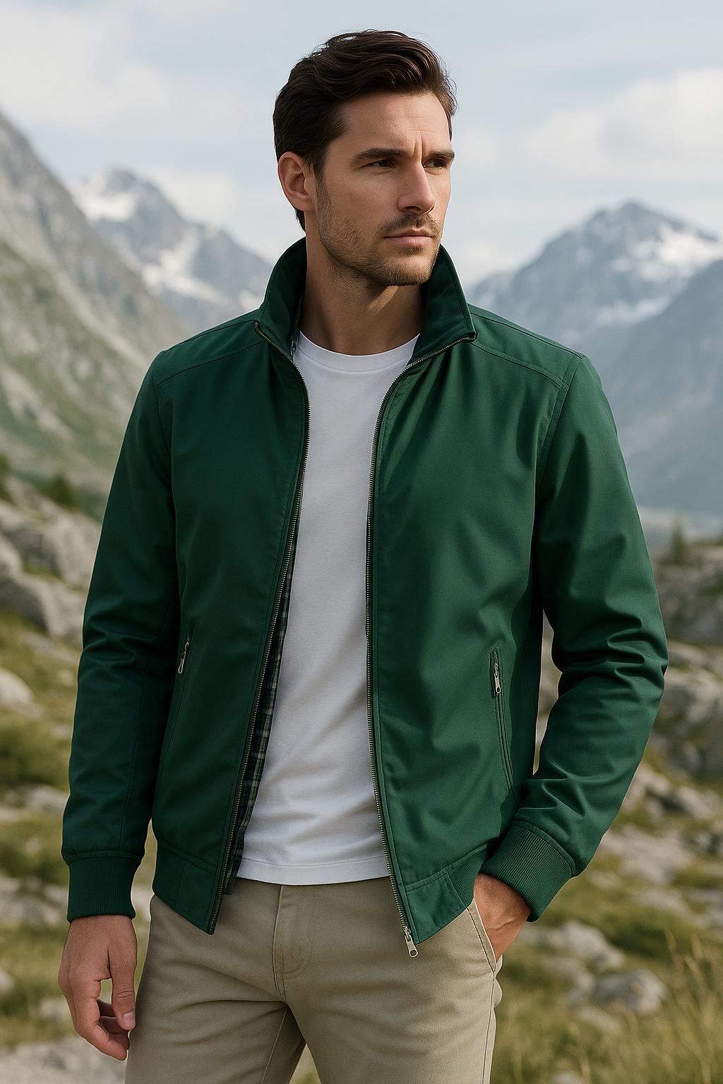 ShopNory Herren Leichte Reißverschlussjacke mit Stehkragen