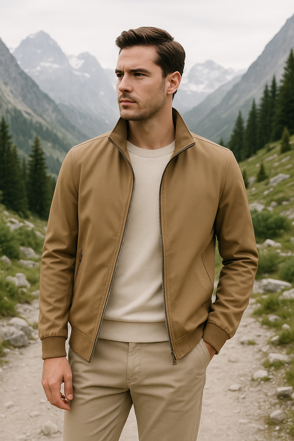 ShopNory Herren Leichte Reißverschlussjacke mit Stehkragen
