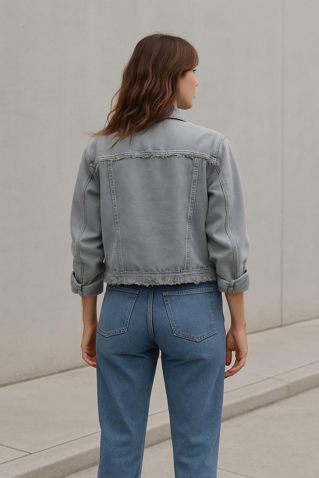 Lässige Damen Denimjacke mit Langen Ärmeln