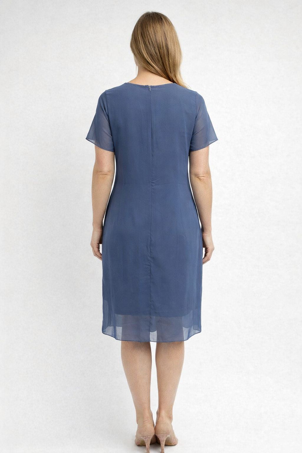 Hannah | Blaues Kurzarmkleid Mit Lagen-Design