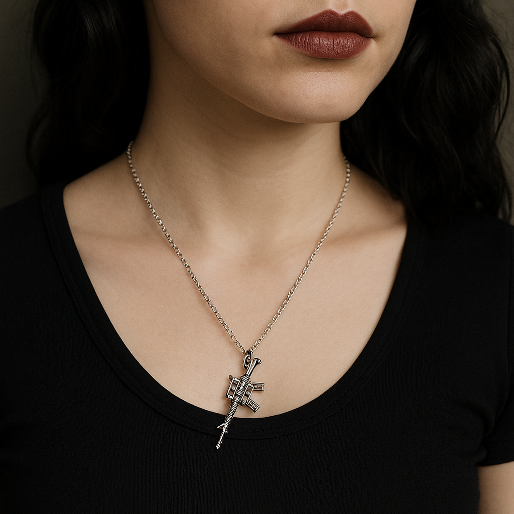 Silver Machine Gun Pendant Necklace | Shop Nory