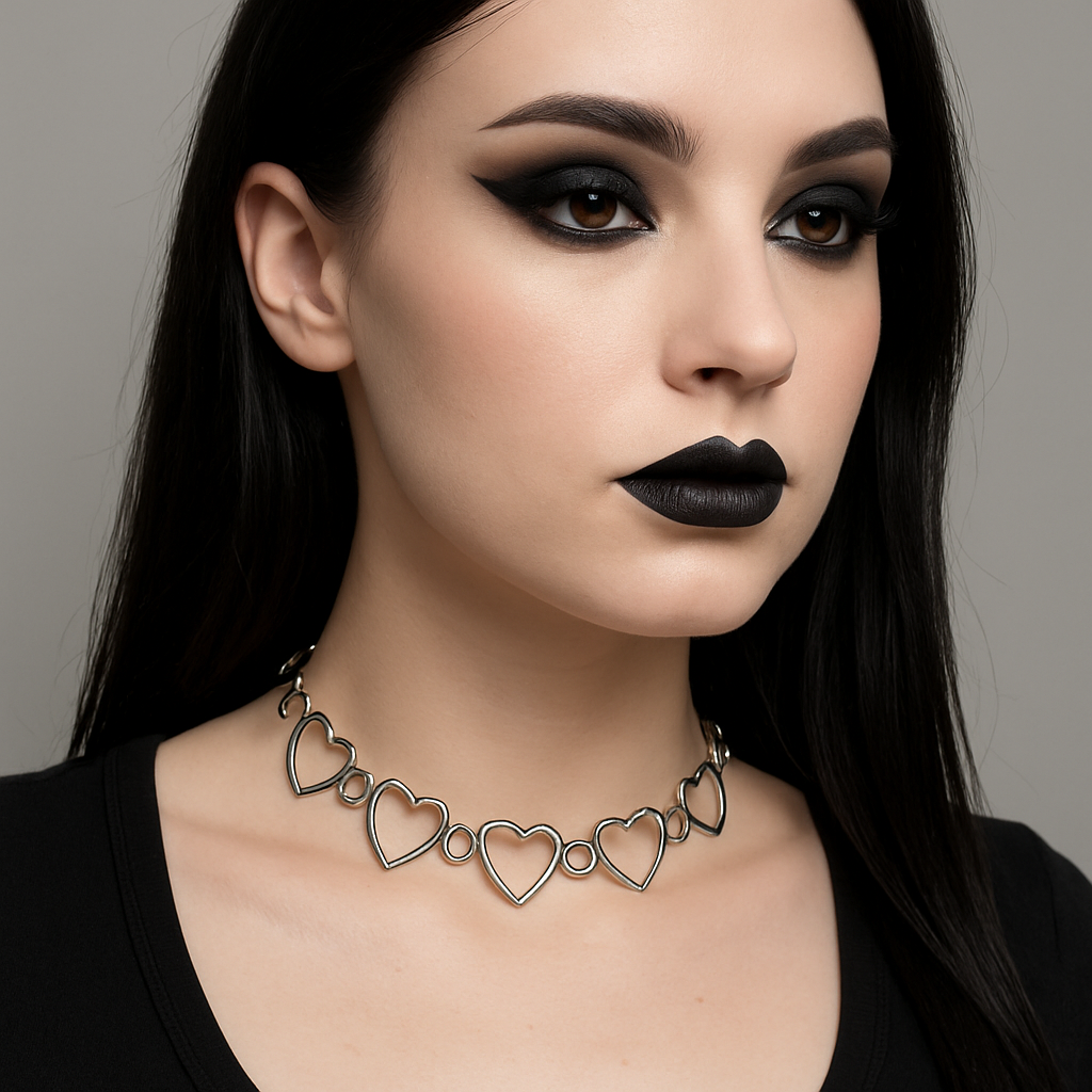 Gothic Silver Heart Choker Necklace | Shop Nory