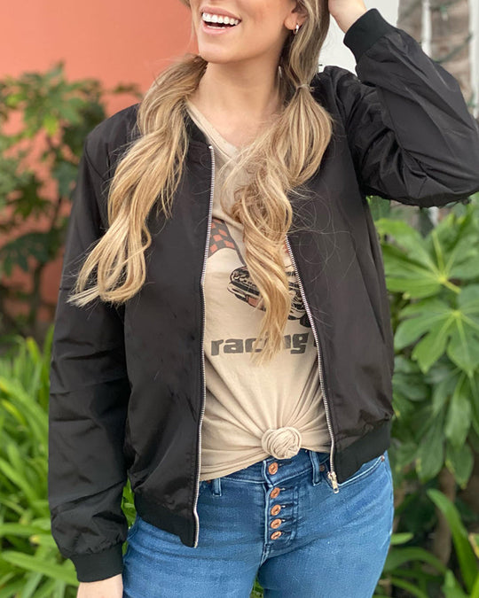 Klassische Bomberjacke mit Taschen für Frauen