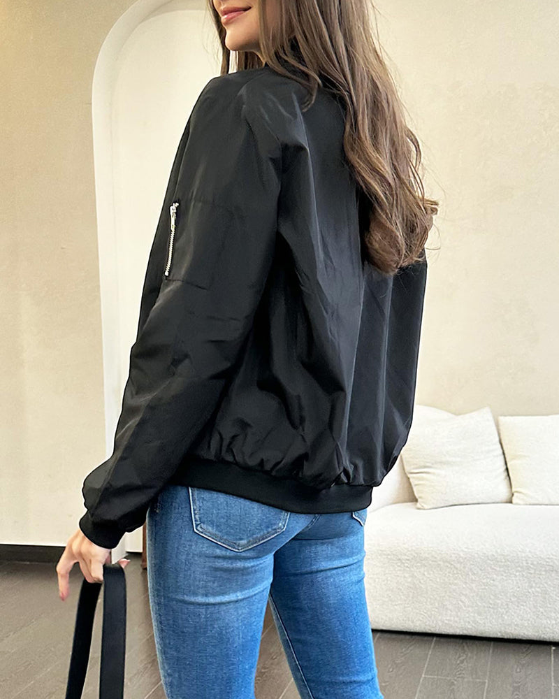 Klassische Bomberjacke mit Taschen für Frauen