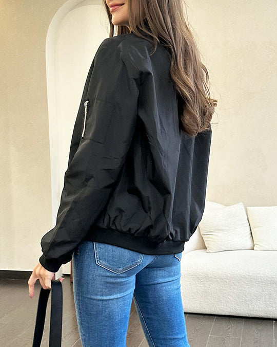 Klassische Bomberjacke mit Taschen für Frauen
