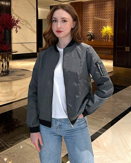 Klassische Bomberjacke mit Taschen für Frauen