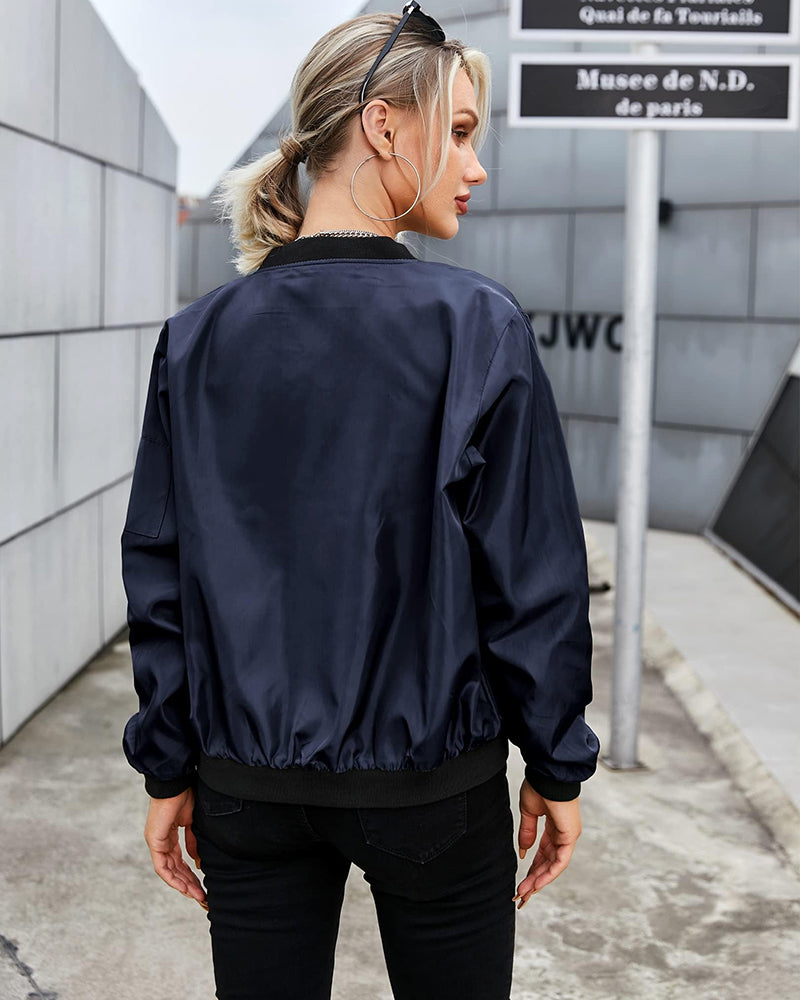 Klassische Bomberjacke mit Taschen für Frauen