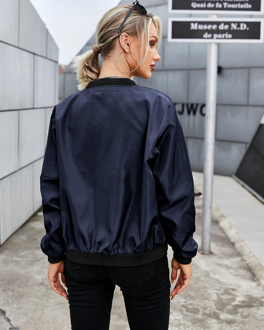 Klassische Bomberjacke mit Taschen für Frauen