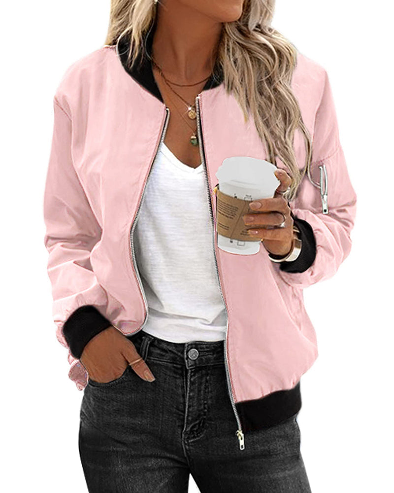 Klassische Bomberjacke mit Taschen für Frauen