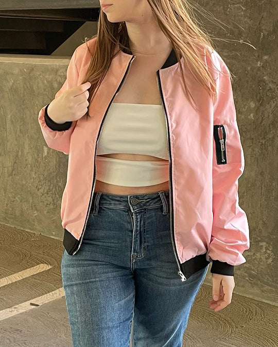 Klassische Bomberjacke mit Taschen für Frauen