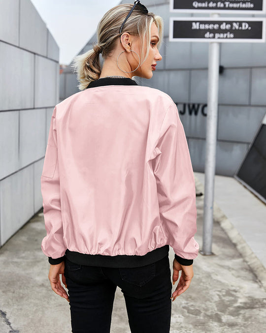Klassische Bomberjacke mit Taschen für Frauen