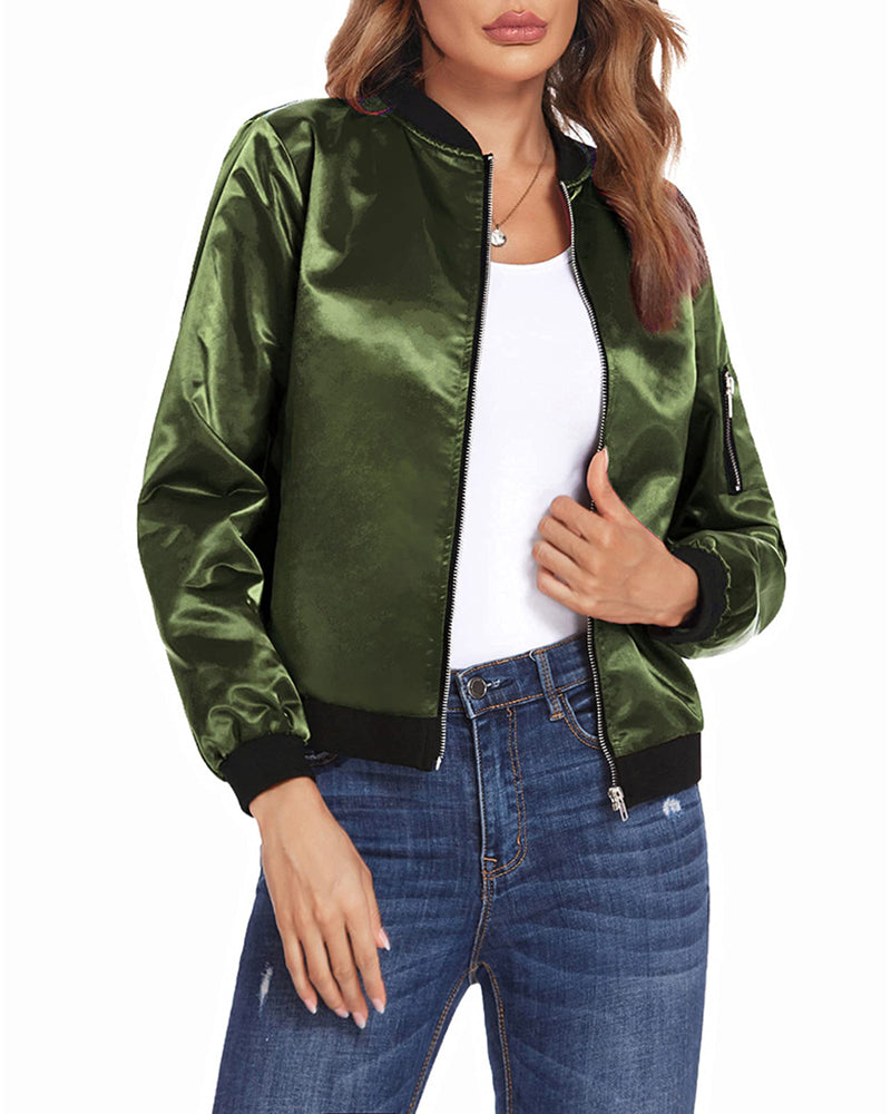 Klassische Bomberjacke mit Taschen für Frauen