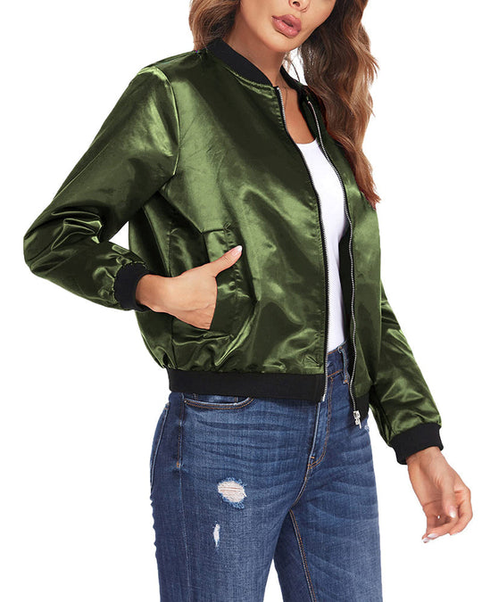 Klassische Bomberjacke mit Taschen für Frauen